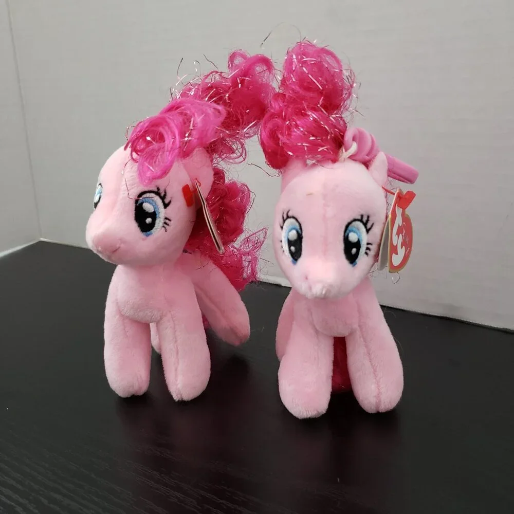 3 pc TY Sparkle BEANIE BABIES MY LITTLE PONY PINKIE PIE Backpack Clip - Picture 1 of 12